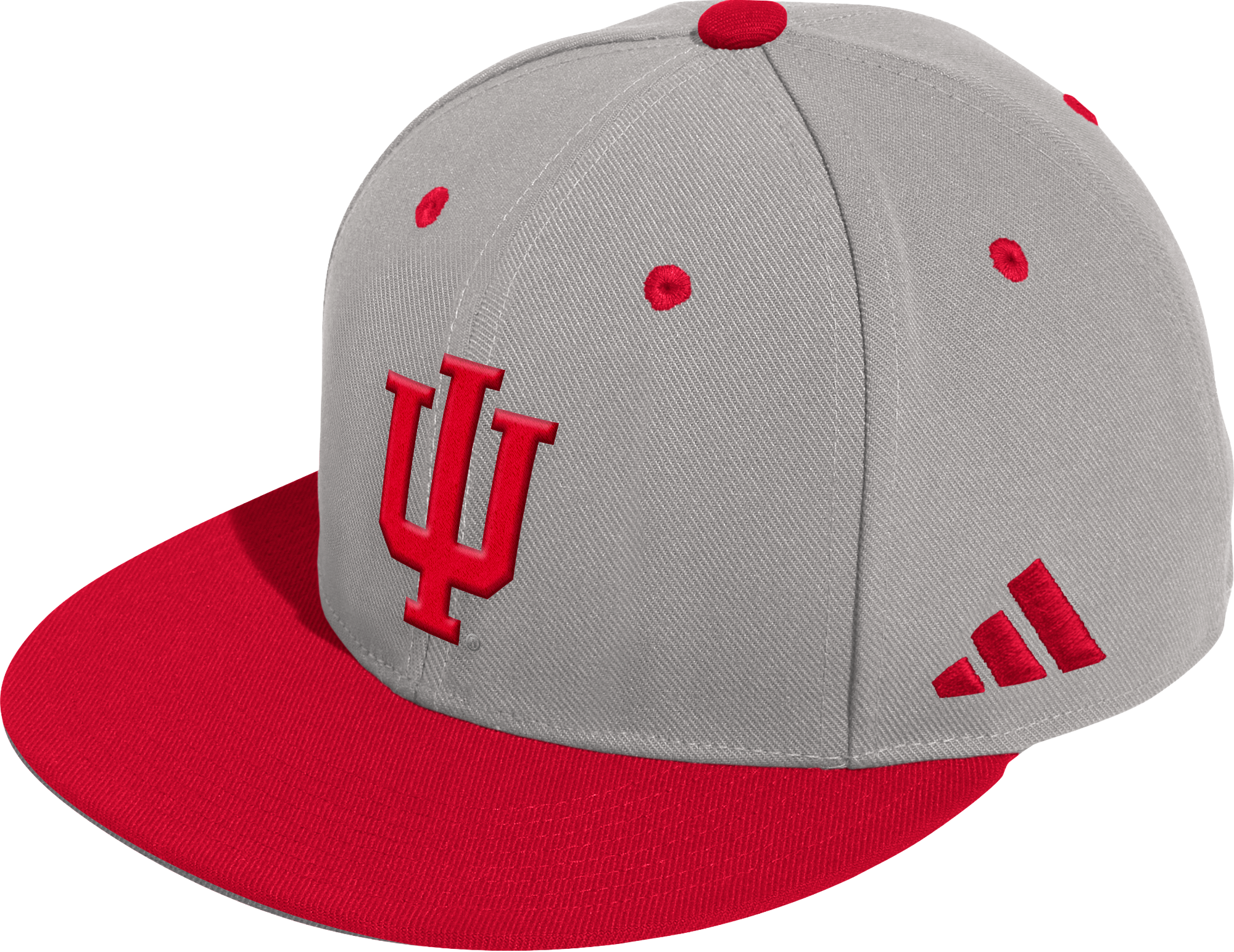 Indiana Hoosiers 2-Tone Fitted Grey and Red Logo Hat - Front View