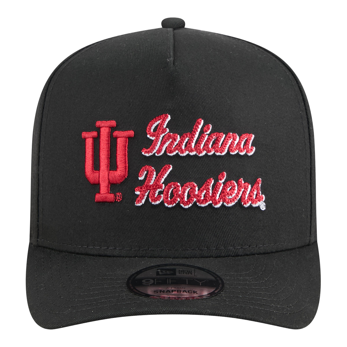 Indiana Hoosiers New Era 950 Black Chainstitch Hat - Straight View