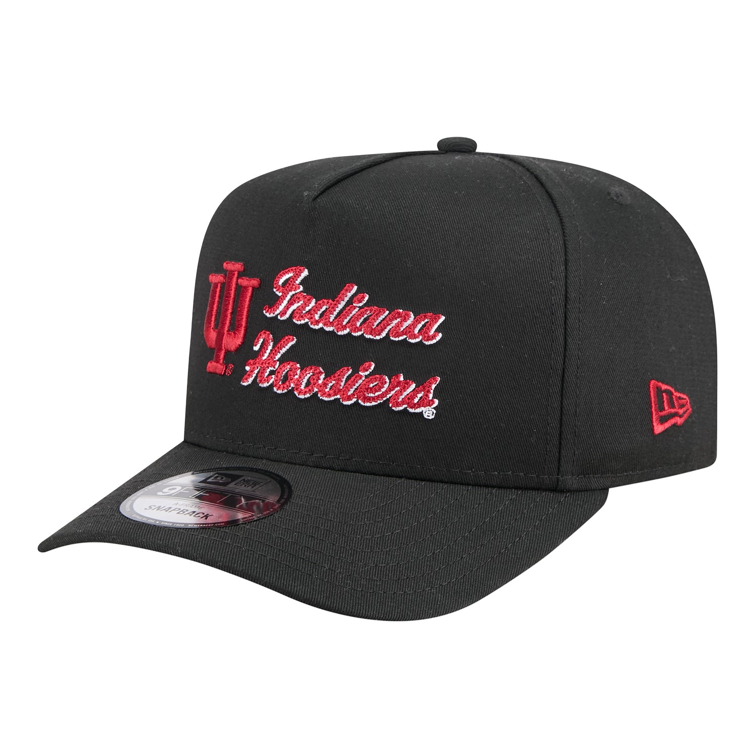 Indiana Hoosiers New Era 950 Black Chainstitch Hat - Front Left View