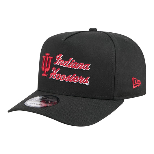 Indiana Hoosiers New Era 950 Black Chainstitch Hat - Front Left View