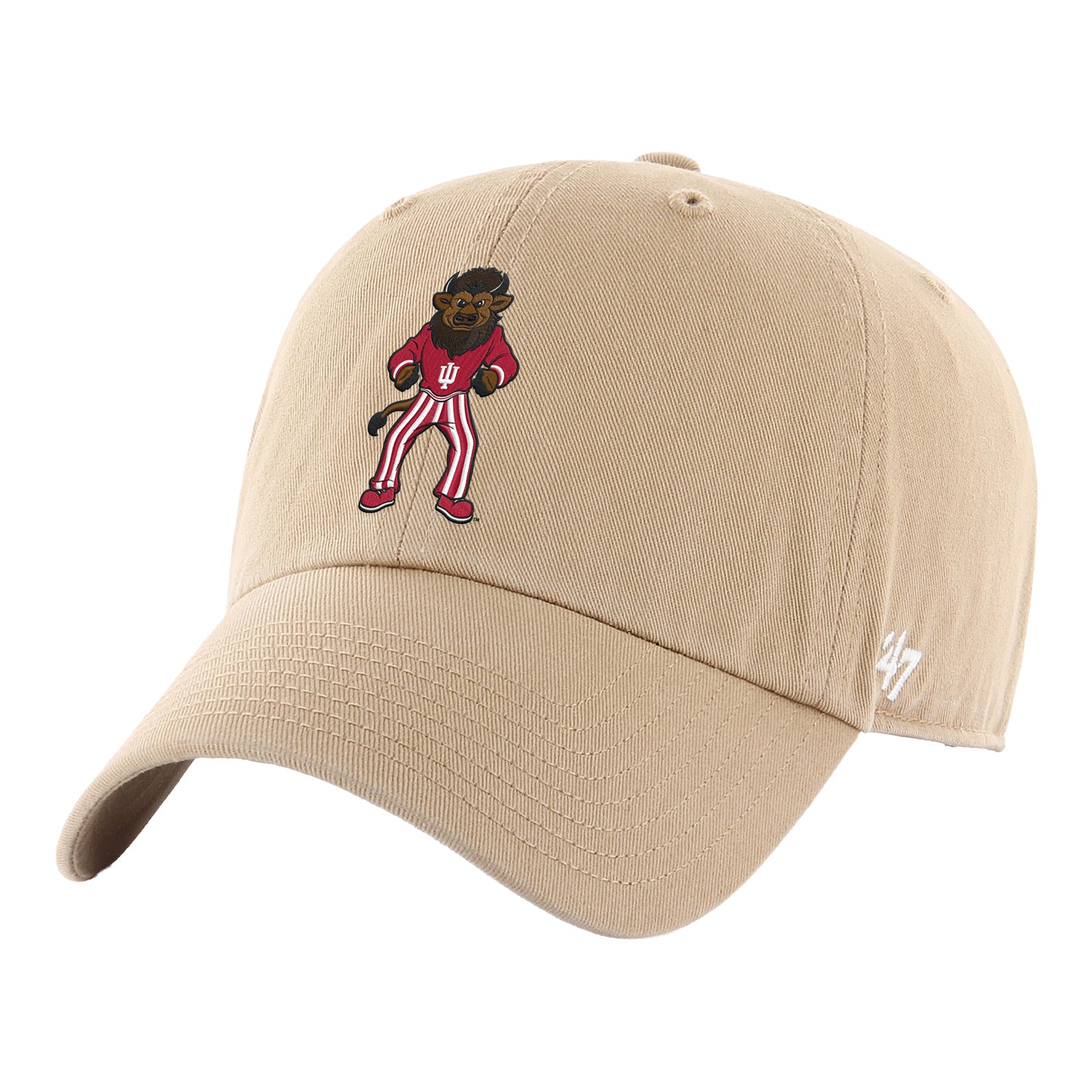 Indiana Hoosiers 47 Brand Hoosier the Bison Khaki Hat - Front View
