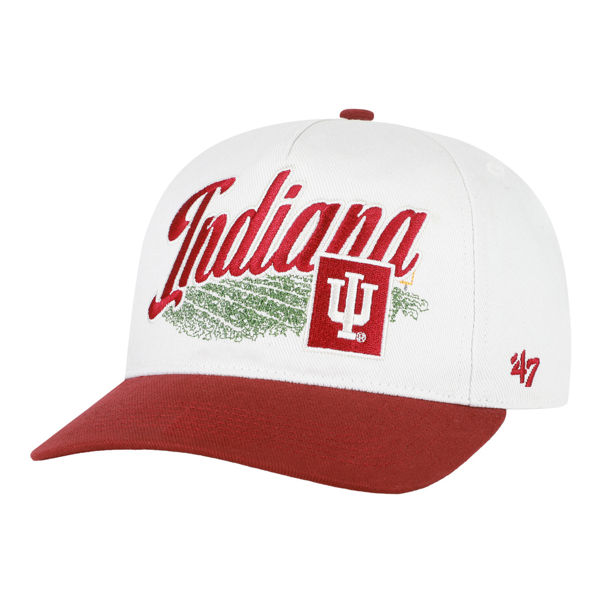 Indiana Hoosiers '47 Brand Enfield Hitch RF Hat – White/Red - Front Left View