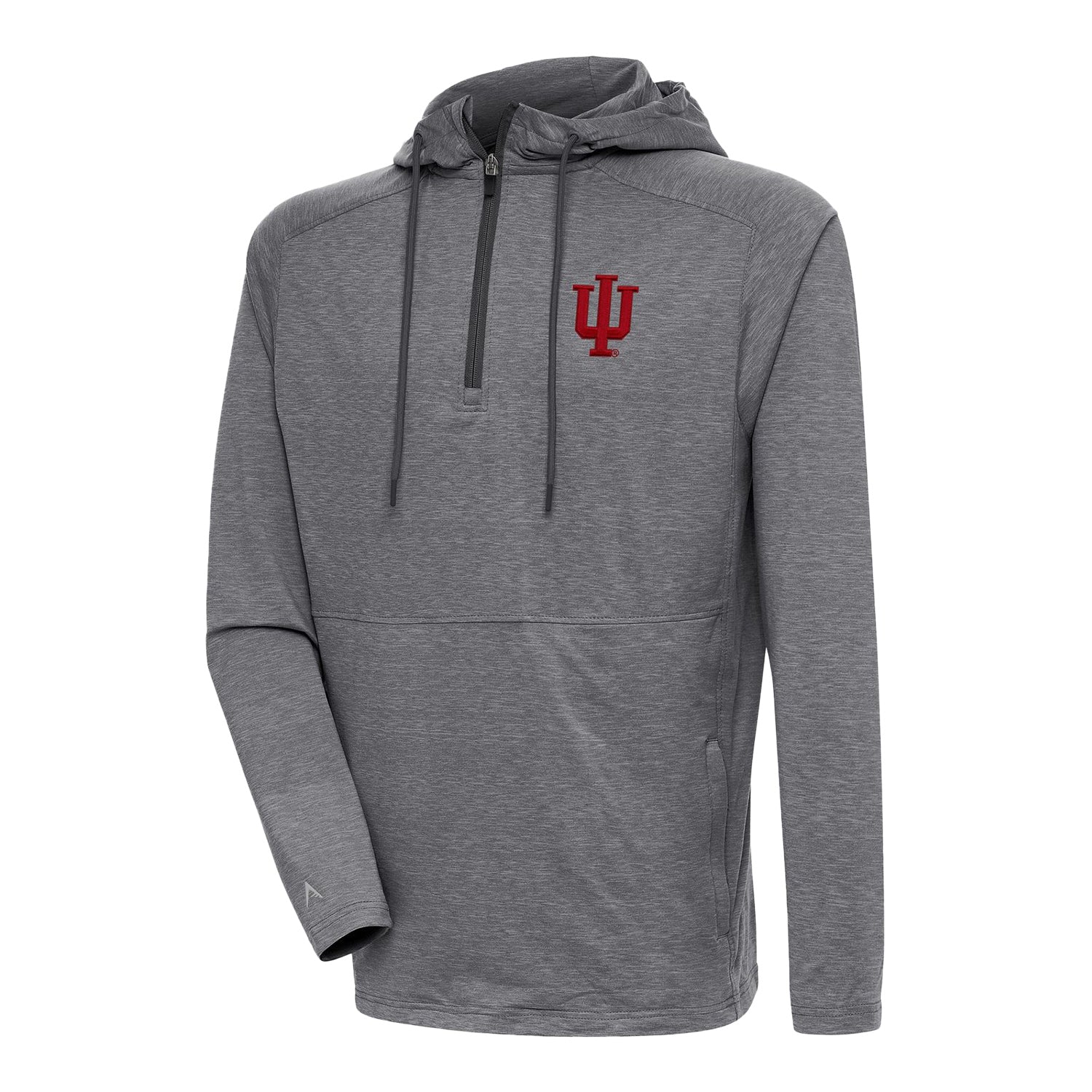 Indiana Hoosiers Spikes Hooded 1/4 Zip Grey Jacket - Front View