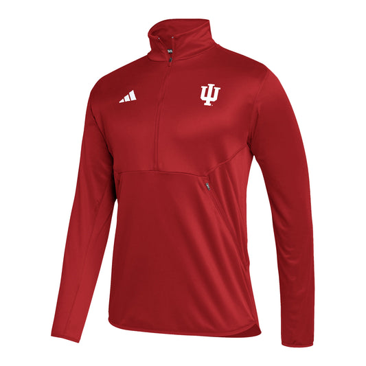 Indiana Hoosiers Adidas Sideline 1/4 Zip Crimson Jacket - Front View