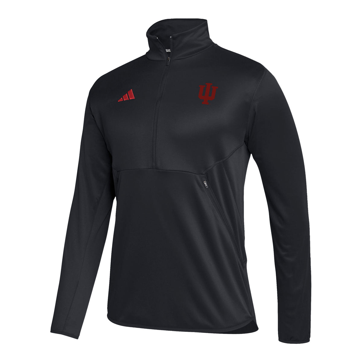 Indiana Hoosiers Adidas Sideline 1/4 Zip Black Jacket - Front View