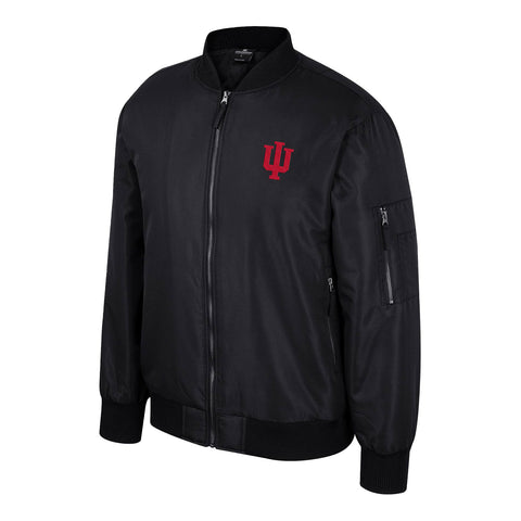 Indiana Hoosiers Black Bomber Jacket - Front View