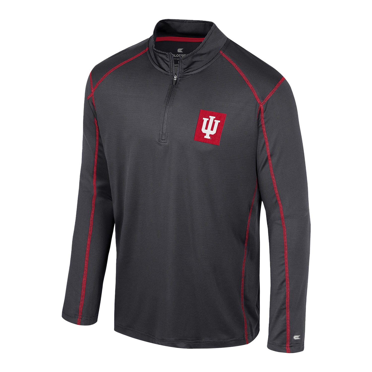 Indiana Hoosiers Cameron 1/4 Zip Windshirt Black Jacket - Front View
