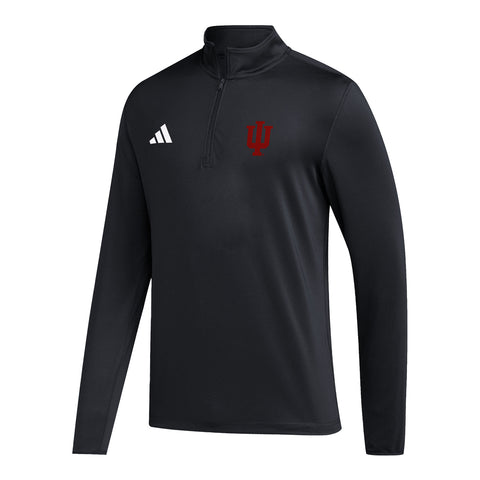 Indiana Hoosiers Adidas Coaches 1/4 Zip Black Jacket - Front View