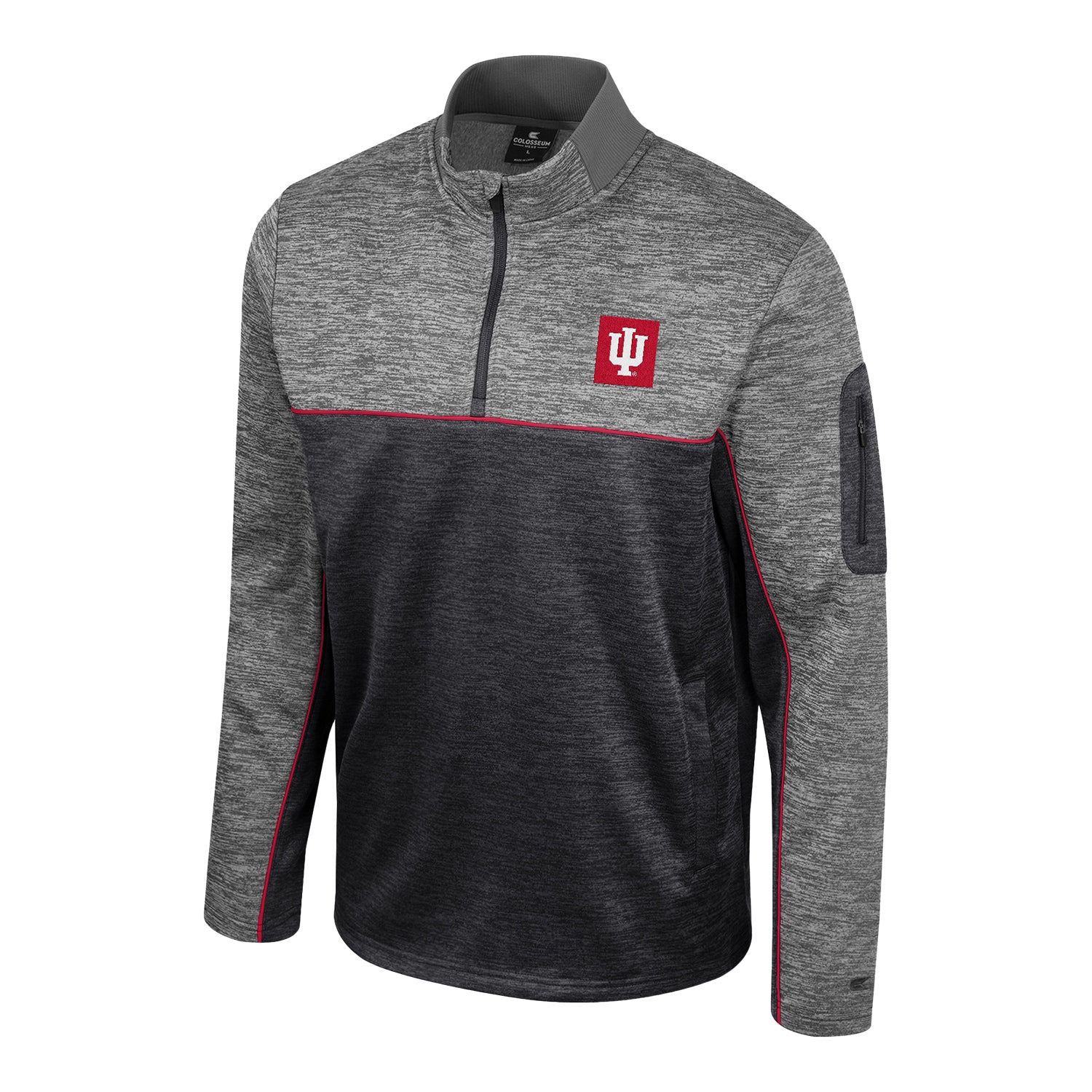 Indiana Hoosiers Bonuses 1/4 Zip Black Jacket - Front View