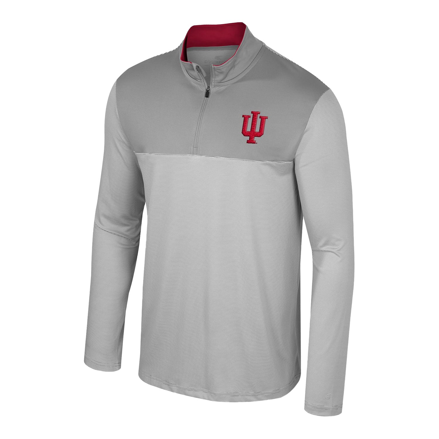 Indiana Hoosiers Tuck Wind shirt Grey 1/4 Zip Jacket - Front View