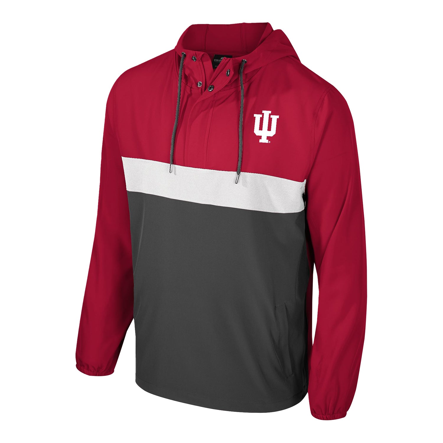 Indiana Hoosiers Wilkes Packable Anorak Crimson and Grey Jacket - Front View