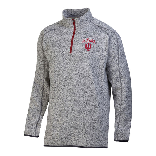 Indiana Hoosiers Artic Fleece 1/4 Zip Grey Jacket - Front View