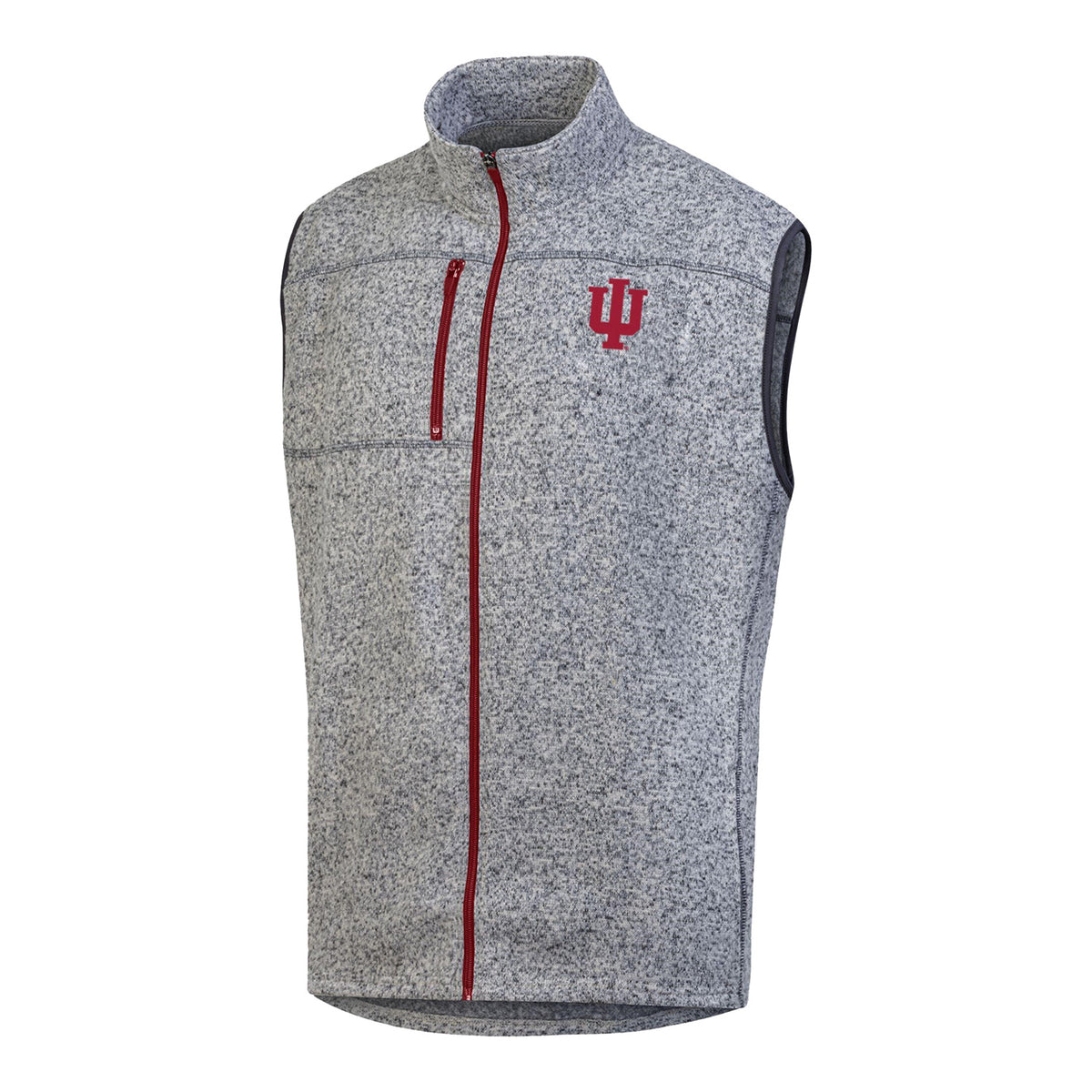 Indiana Hoosiers Artic Fleece Full Zip Grey Vest - Front View