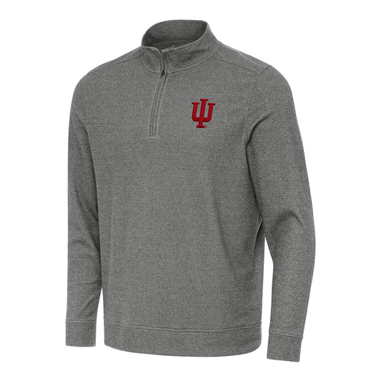 Indiana Hoosiers Stubtle Mock 1/4 Zip Grey Jacket - Front View