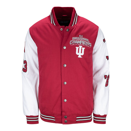 Indiana Hoosiers Varsity Basketball Championship Crimson Jacket - Front View