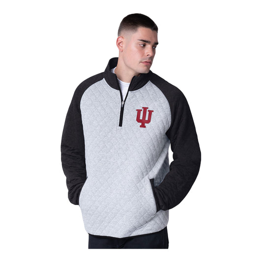 Indiana Hoosiers Slugger 1/4 Zip Grey and Black Jacket - Front View