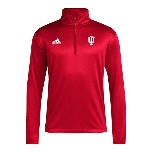 Indiana Hoosiers Adidas Coaches 1/4 Zip Crimson Jacket - Front View