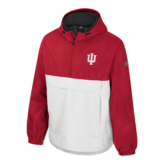 Indiana Hoosiers Columbia Pete 1/2-Zip Anorak White and Red Jacket - Front View