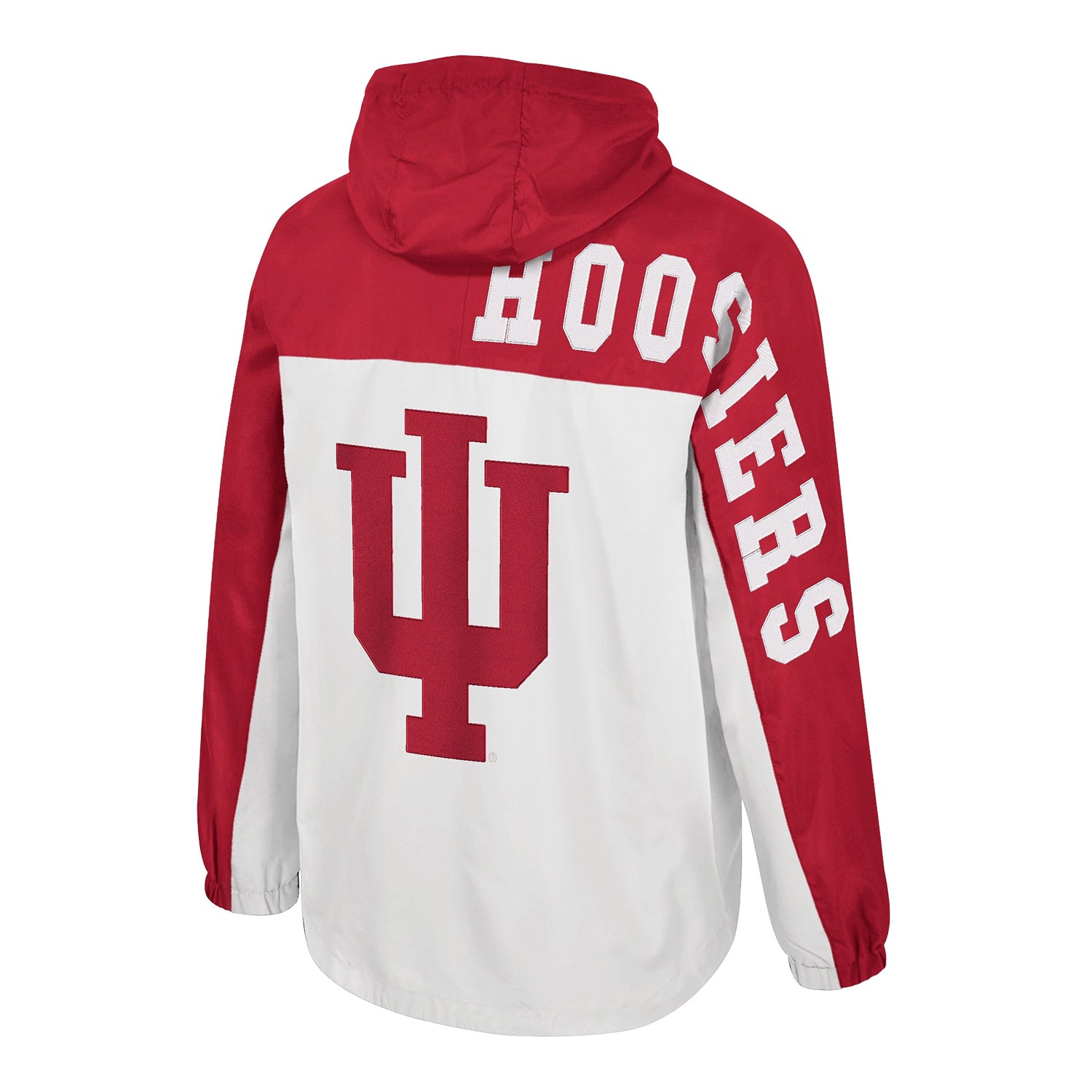 Indiana Hoosiers Columbia Pete 1/2-Zip Anorak White and Red Jacket - Back view