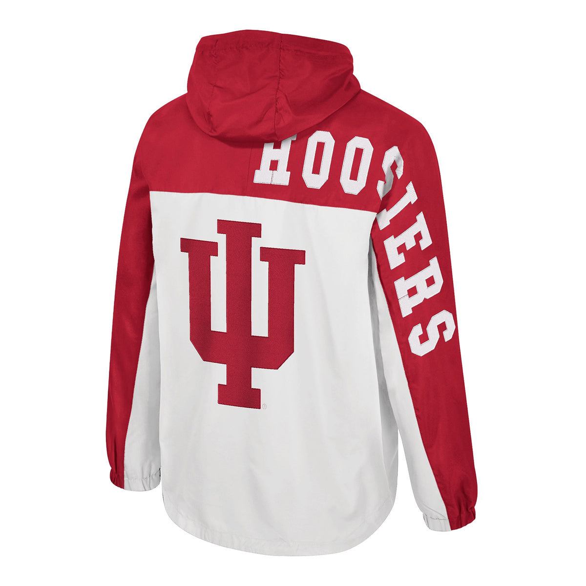 Indiana Hoosiers Columbia Pete 1/2-Zip Anorak White and Red Jacket - Back view
