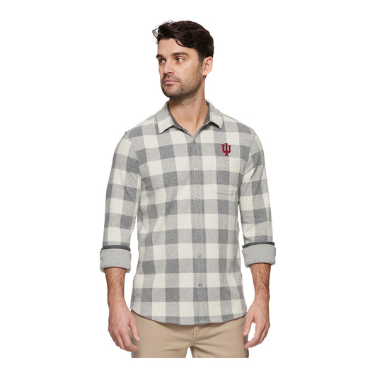 Indiana Hoosiers Thatcher Hero Knit Flannel – Cream/Grey - Full View