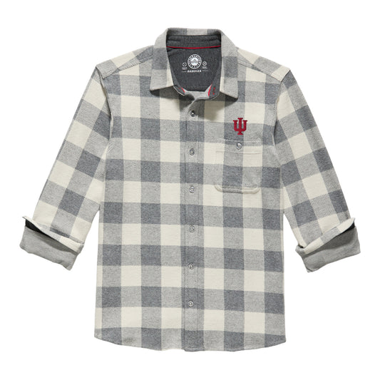 Indiana Hoosiers Thatcher Hero Knit Flannel – Cream/Grey- Front View