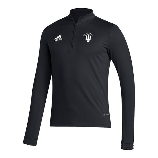 Indiana Hoosiers Adidas 8-Star Soccer Black 1/4 Zip Jacket - Front View