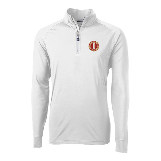 Indiana Hoosiers Cutter & Buck Adapt Eco Knit Stretch Recycled White 1/4 Zip Pullover - Front View