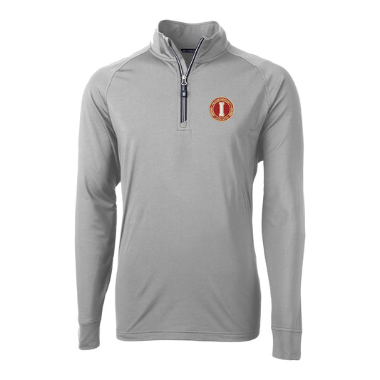 Indiana Hoosiers Cutter & Buck Adapt Eco Knit Stretch Recycled Grey 1/4 Zip Pullover - Front View