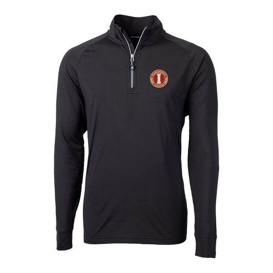 Indiana Hoosiers Cutter & Buck Adapt Eco Knit Stretch Recycled Black 1/4 Zip Pullover - Front View