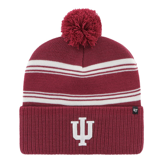 Indiana Hoosiers Fadeout Cuff Pom Crimson Knit Hat - Front View