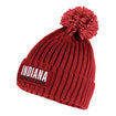 Indiana Hoosiers Adidas Rib Cuff Pom Crimson Knit Hat - Front View
