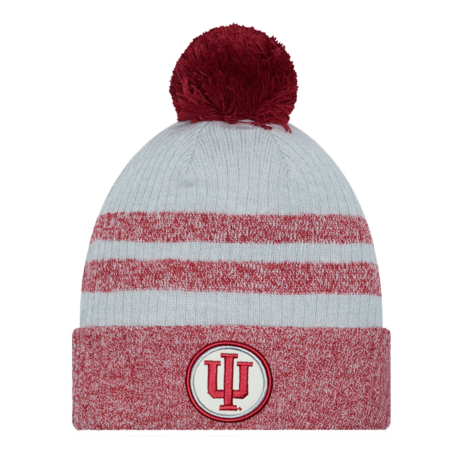 Indiana Roots Hat Indiana Hoosiers Patch Stripe Cuff Pom Knit Hat - Official Indiana ...