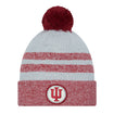 Indiana Hoosiers Patch Stripe Cuff Pom Knit Hat - Front View