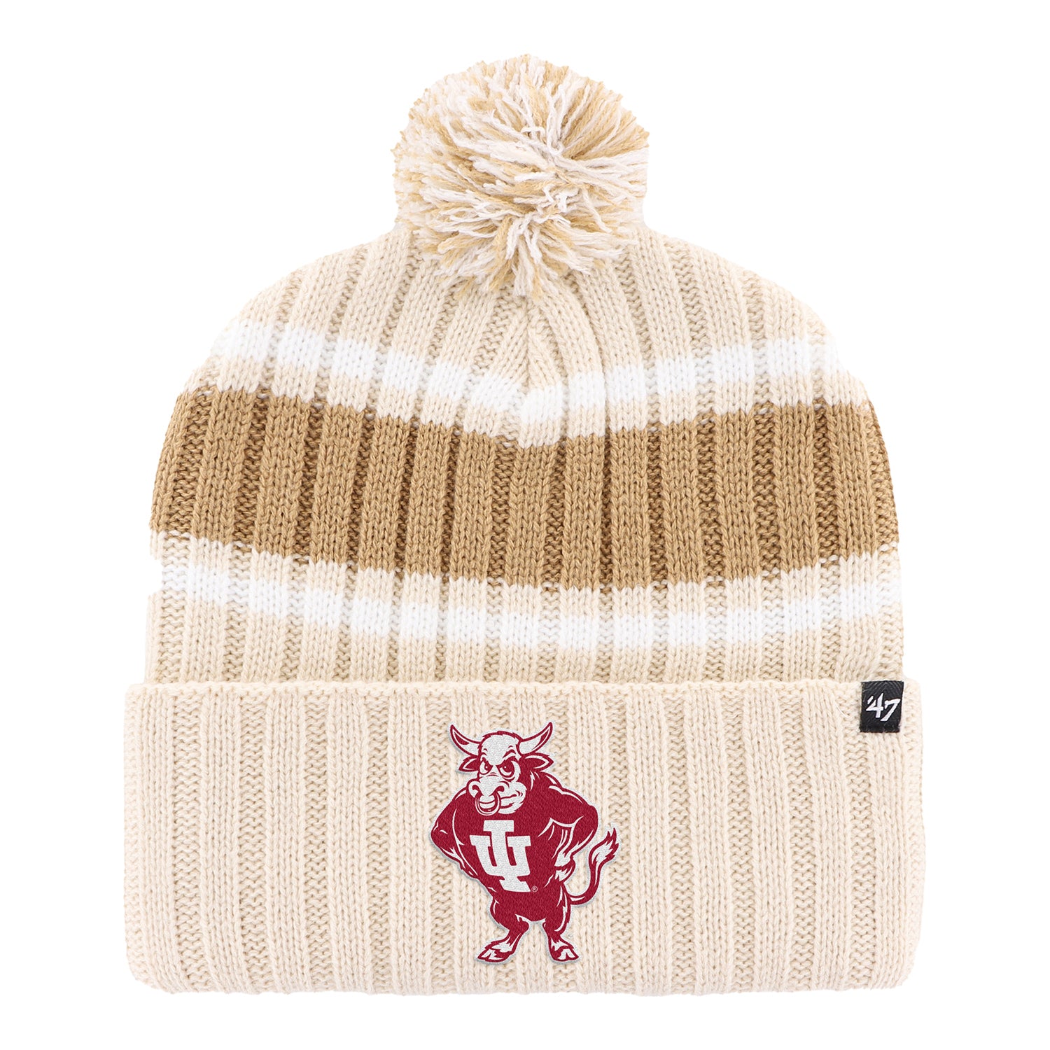 Indiana Hoosiers Bison Plateau Natural Knit Hat - Front View