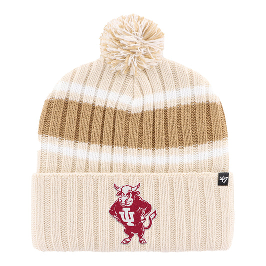 Indiana Hoosiers Bison Plateau Natural Knit Hat - Front View