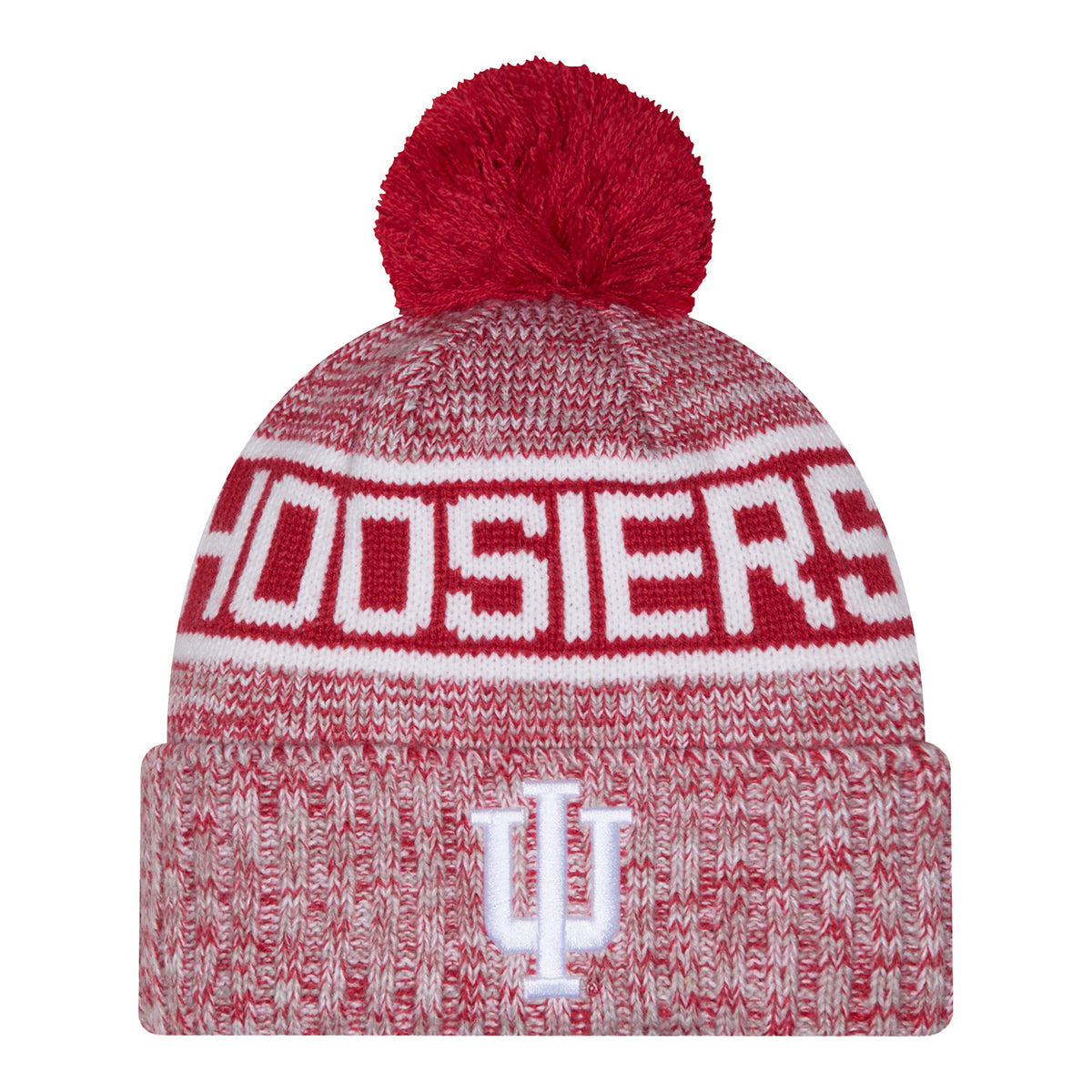 Indiana Hoosiers New Era Hoosiers Pom Knit Hat – Red/White - Front View