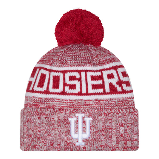 Indiana Hoosiers New Era Hoosiers Pom Knit Hat – Red/White - Front View