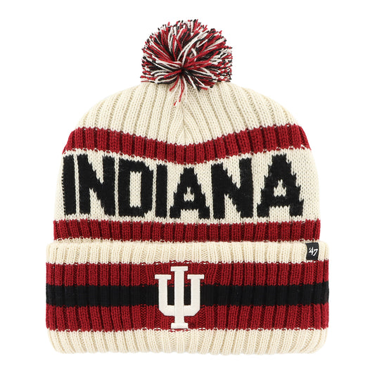 Indiana Hoosiers '47 Bering Cuff Knit Hat – White/Red - Front view