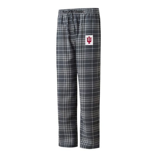 Indiana Hoosiers Plaid Flannel Charcoal Pant - Front View