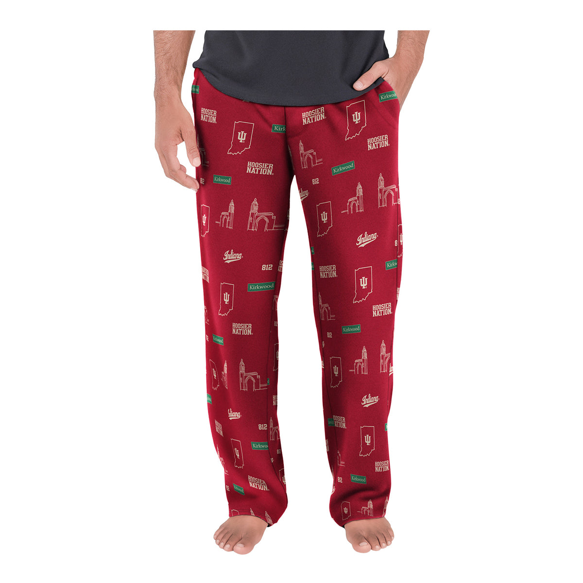 Indiana Hoosiers Concepts Sport IU Mosaic Pajama Pants – Red - Front View