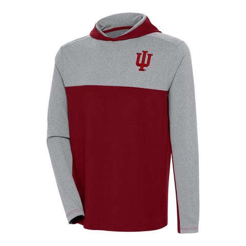Indiana Hoosiers Color Block Deuce Hooded Crimson and Grey Sweatshirt - Front View