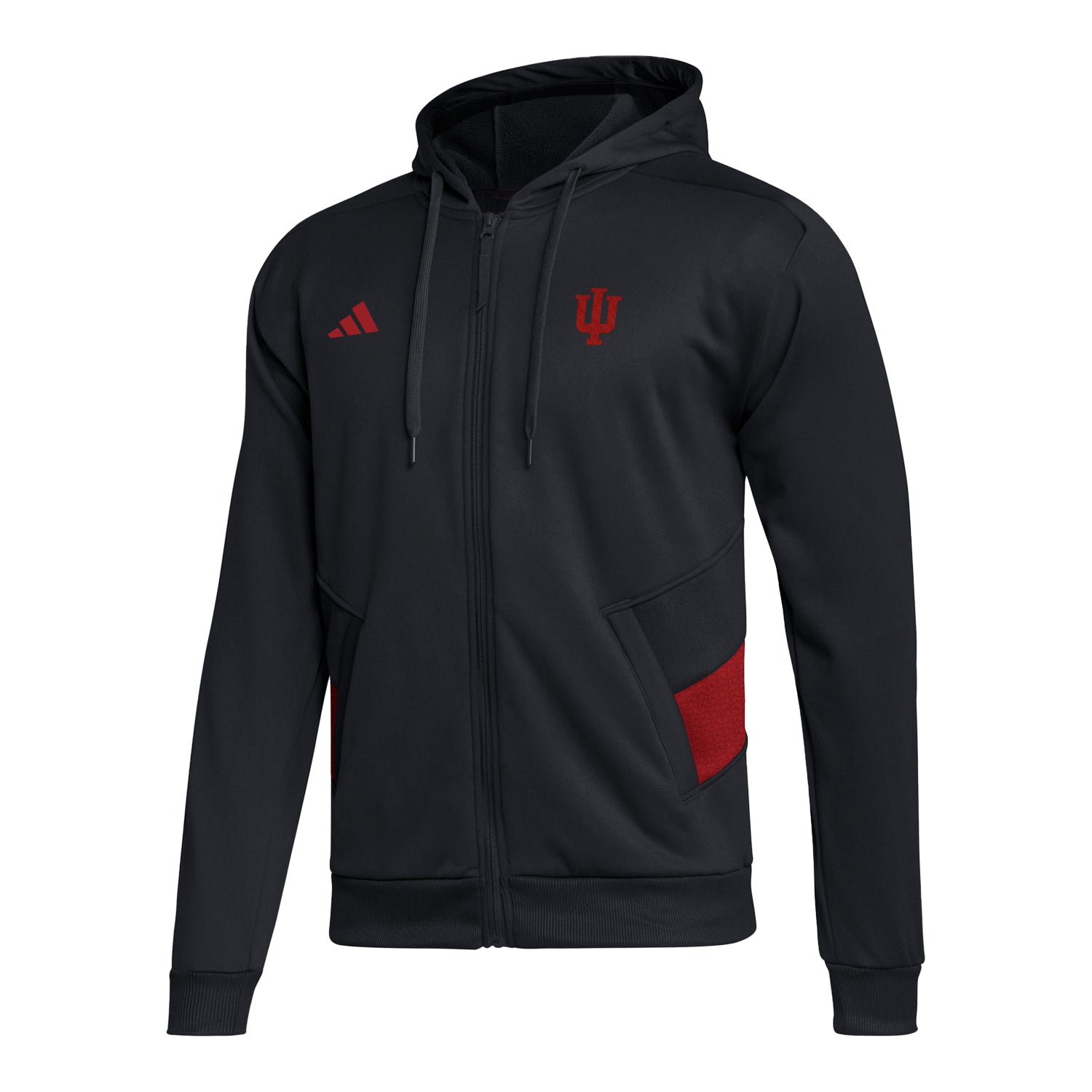 Indiana Hoosiers Adidas Sideline Full Zip Black Jacket - Front View