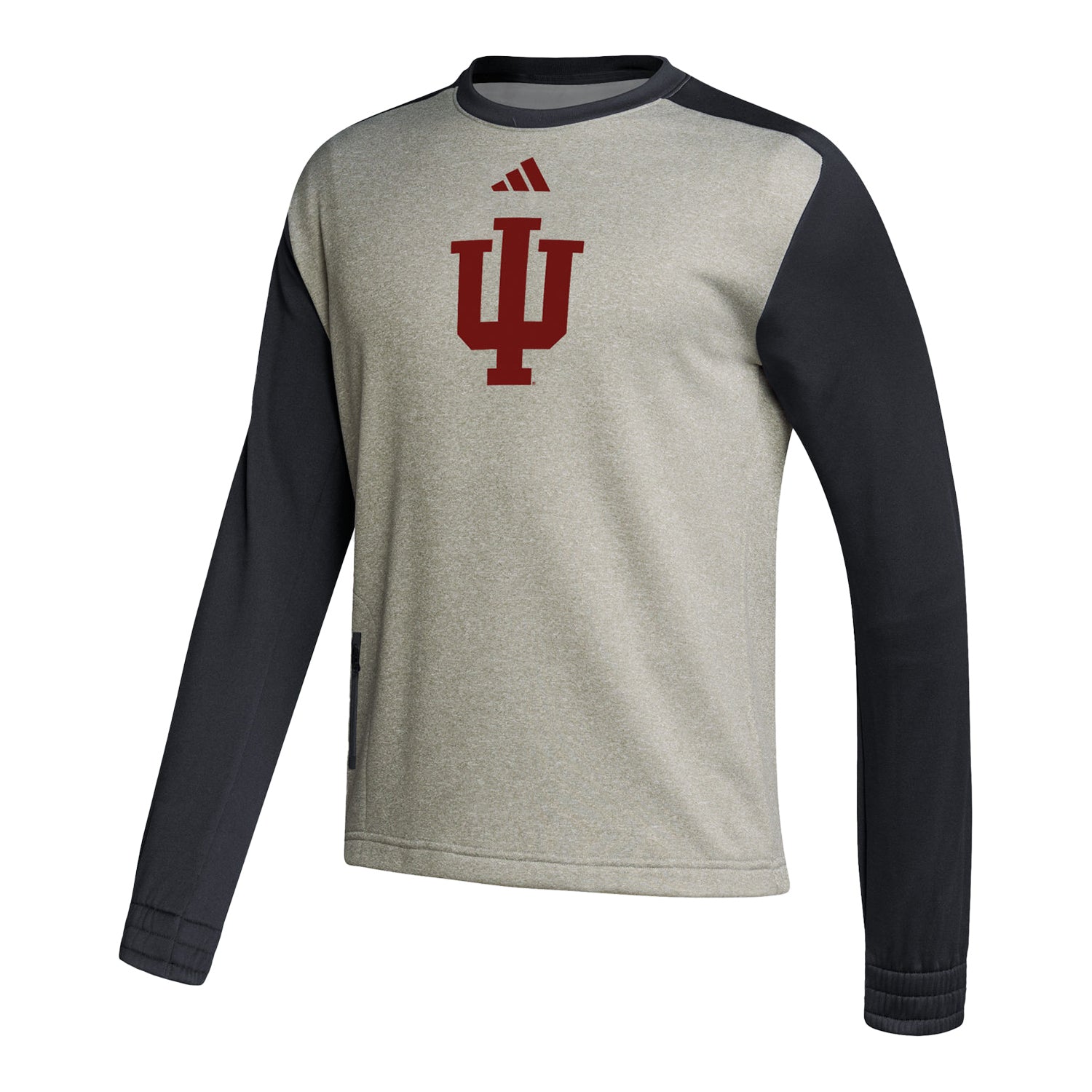 Indiana Hoosiers Adidas Sideline Locker Logo Black Crew - Front View