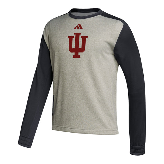 Indiana Hoosiers Adidas Sideline Locker Logo Black Crew - Front View