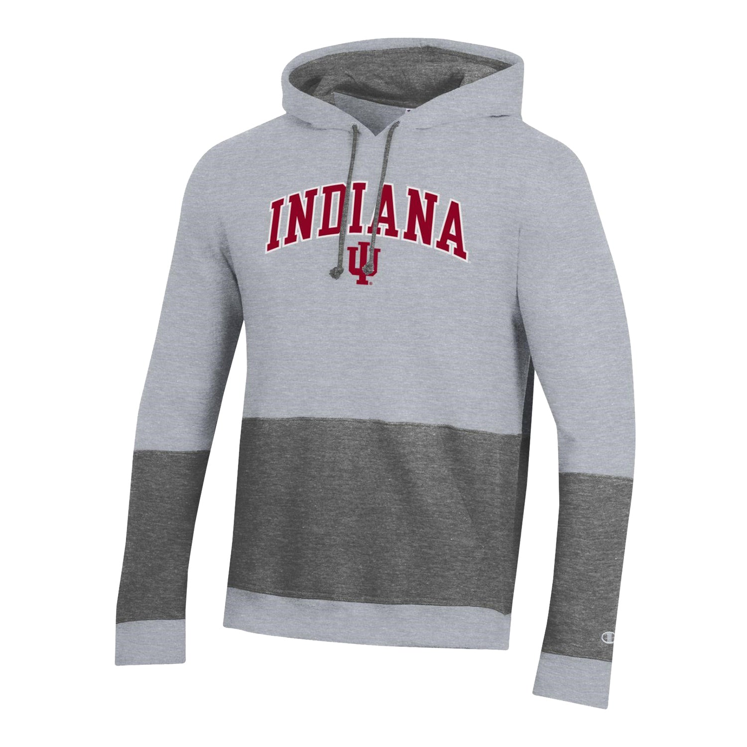Indiana Hoosiers Super Fan Big Stripe Grey Hood - Front View