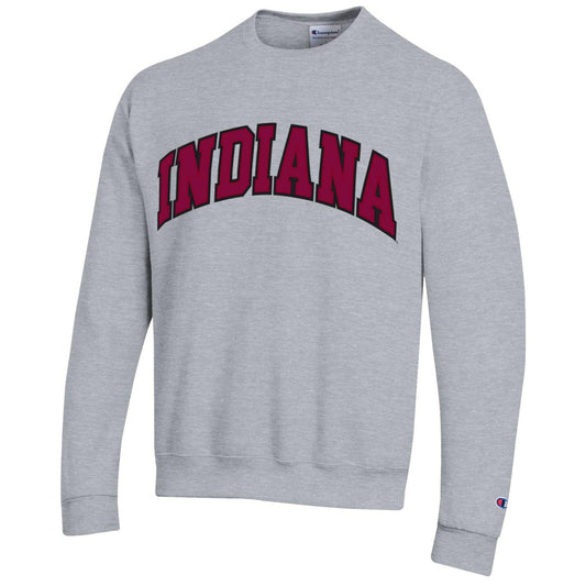 Indiana Hoosiers Twill Arch Powerblend Grey Crew - Front View