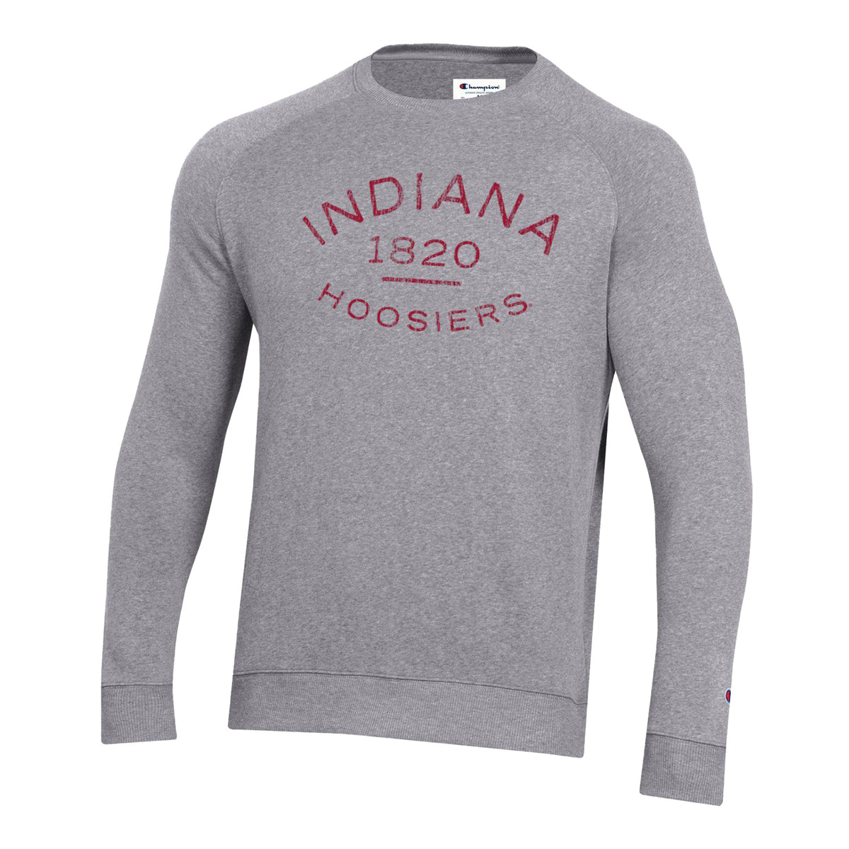 Indiana Hoosiers Tonal Print Triumph Grey Crew - Front View