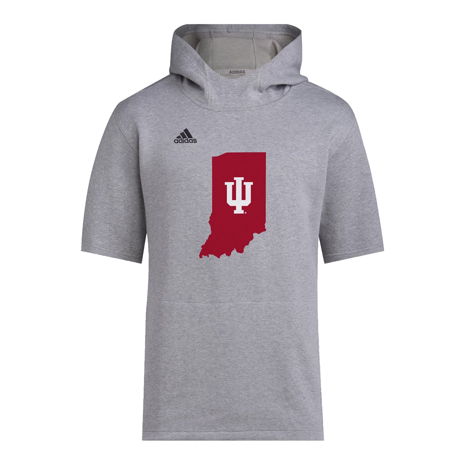 Indiana Hoosiers Adidas Reverse Retro State Short Sleeve Hoodie - Front View