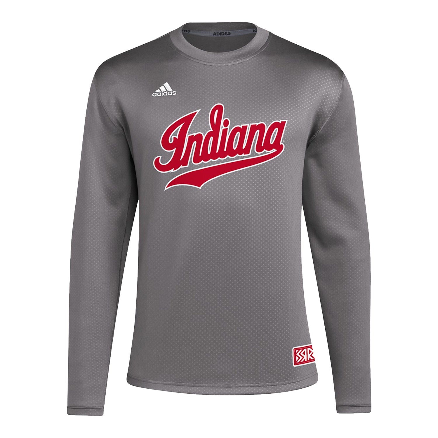 Indiana Hoosiers Adidas Reverse Retro Script Grey Crewneck - Front View